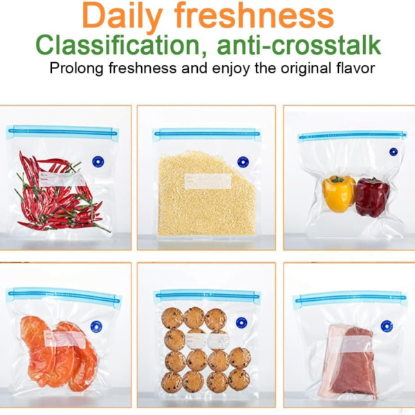 10Pcs Food Prep Vacuum Reusable Storage Bags and Sealer Kit