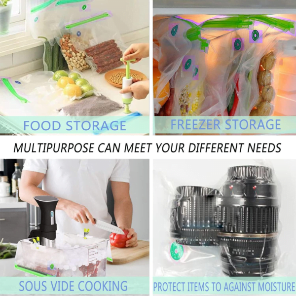 10Pcs Food Prep Vacuum Reusable Storage Bags and Sealer Kit