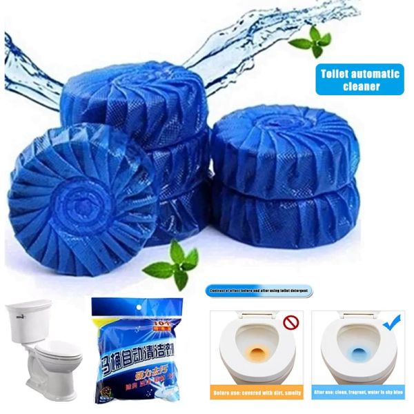 Blue Flush Toilet Cleaning Tabs - 10-Pack Stain Remover