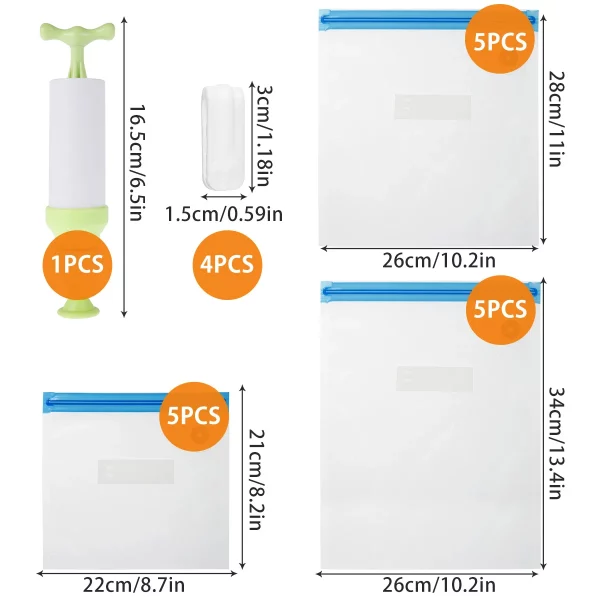 10Pcs Food Prep Vacuum Reusable Storage Bags and Sealer Kit