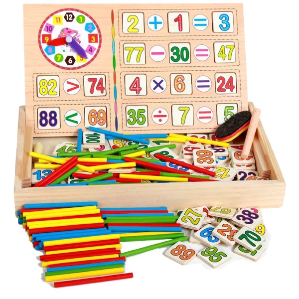 Montessori Math Puzzle Kit: Wooden Counting Blocks & Sticks