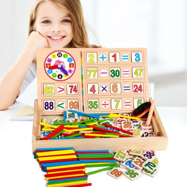 Montessori Math Puzzle Kit: Wooden Counting Blocks & Sticks