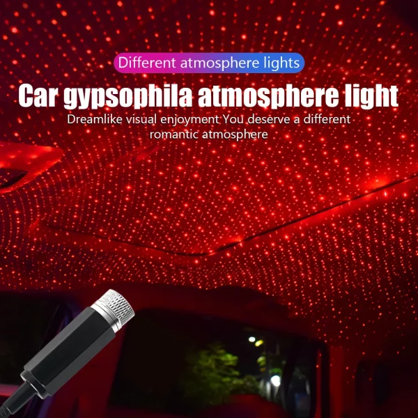 USB LED Car Roof Star Projector - Ambient Red and Blue Light