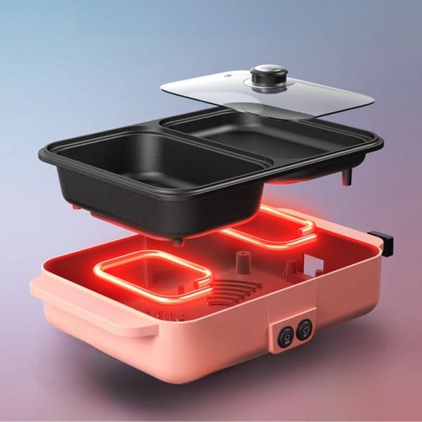 2in1 Portable Electric Grill and Hot Pot - Plus Chopping Board - Image 2