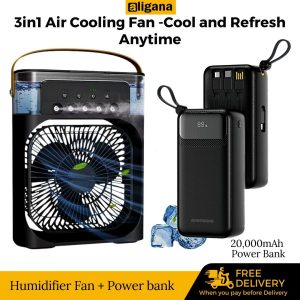 USB Portable Mist Air Humidifier & Cooling Fan –FREE 20,000mAh Power Bank