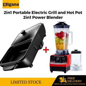 2in1 Portable Electric Grill and Hot Pot - 2L 4500W Power Blender