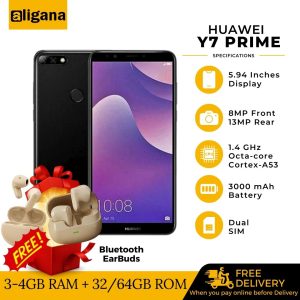Huawei Y7- Y9- 64GB ROM+4GB RAM-(Free Premium Bluetooth Eabuds)